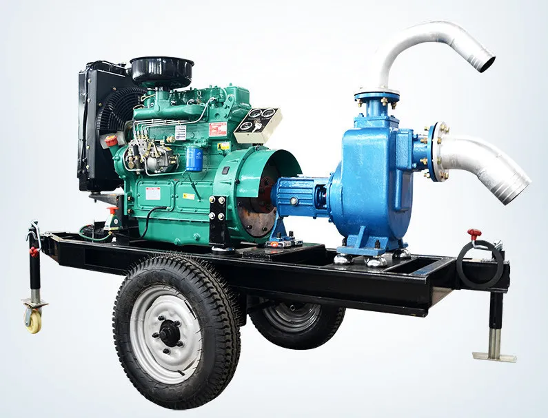 Trailer Mounted Diesel Engine Connected to Pump